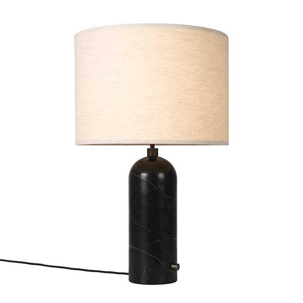 Gubi Gravity Bordlampe Sort Marmor Og Lærred Skærm Stor