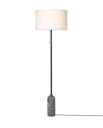Gubi Gravity Gulvlampe Grå Marmor Og Hvid Skærm Stor