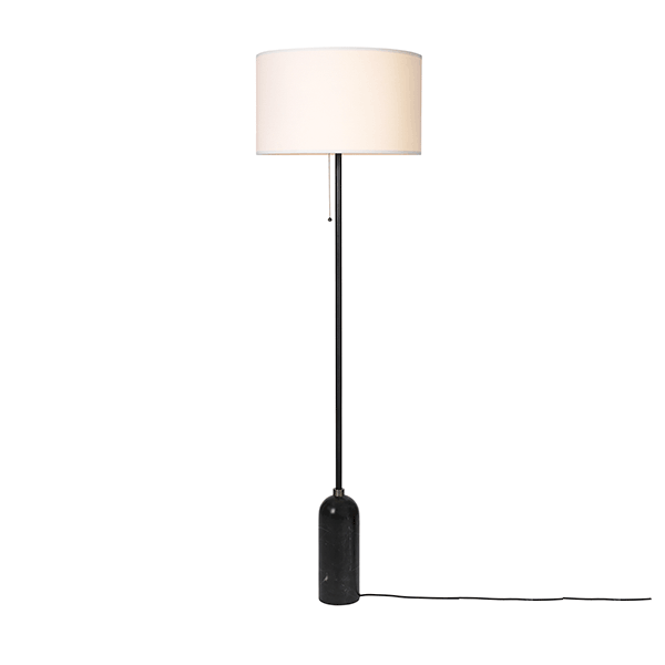 Gubi Gravity Gulvlampe Sort Marmor Og Hvid Skærm Stor