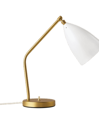 Gubi Grossman Collection Gräshoppa Bordlampe Messing Blank Alabaster Hvid
