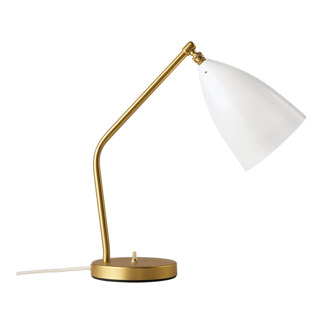 Gubi Grossman Collection Gräshoppa Bordlampe Messing Blank Alabaster Hvid