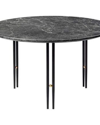 Gubi Ioi Sofabord Rundt ø70 Cm Med Sort Base Og Grå Emperador Marmor Top