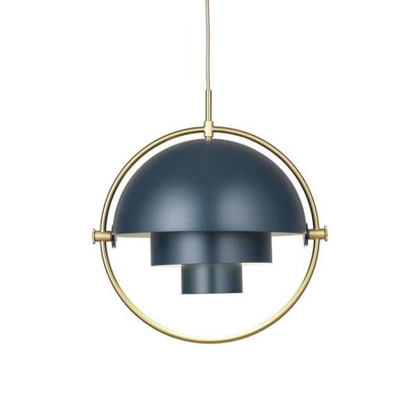 Gubi Multi-lite Pendel Stor Messing Midnight Blue Limited Edition
