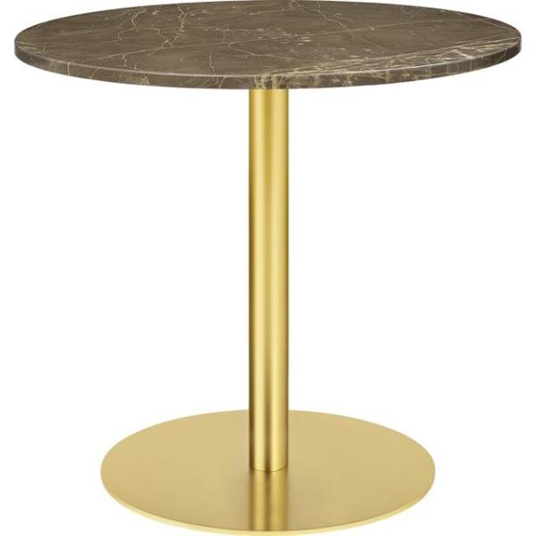 Gubi Spisebord Rundt ø80 Cm Messing Base Og Brun Emperador Marmor Top