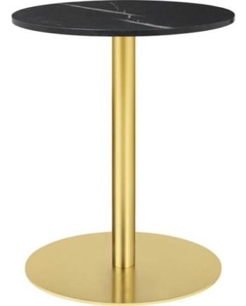 Gubi     Spisebord Rundt ø60 Cm    Messing Base Og Sort Marquina Marmor Top