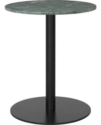 Gubi     Spisebord Rundt ø60 Cm    Sort Base Og Grøn Guatemala Marmor Top