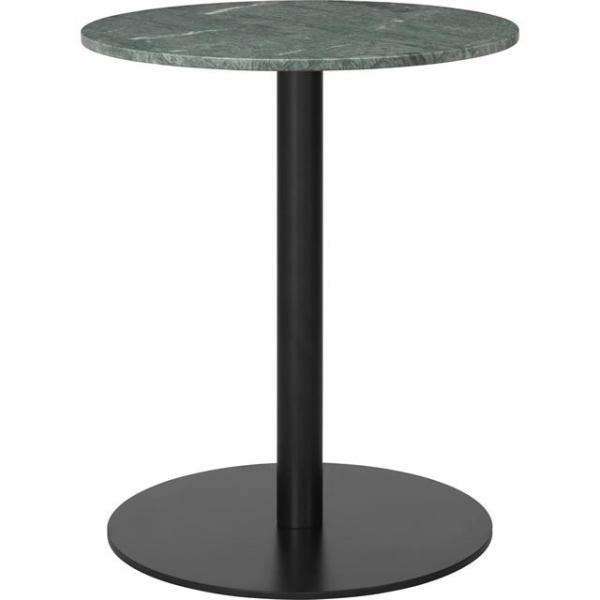 Gubi Spisebord Rundt ø60 Cm Sort Base Og Grøn Guatemala Marmor Top