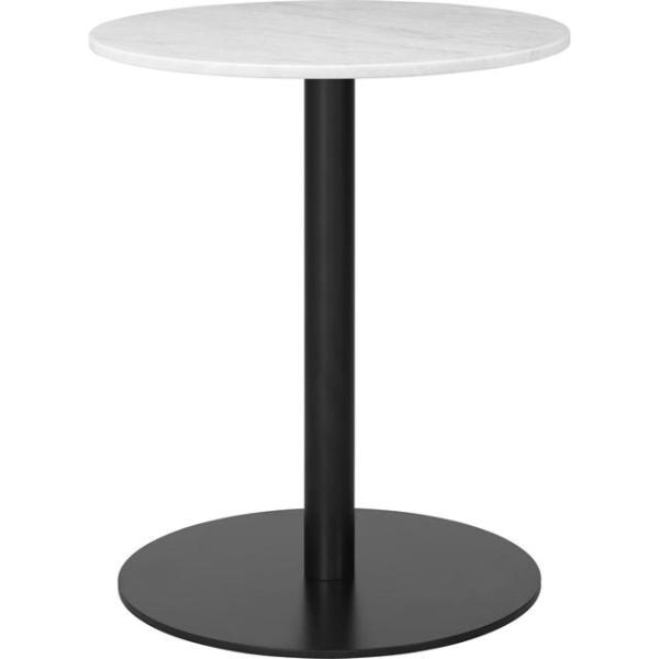 Gubi Spisebord Rundt ø60 Cm Sort Base Og Hvid Carrara Marmor Top