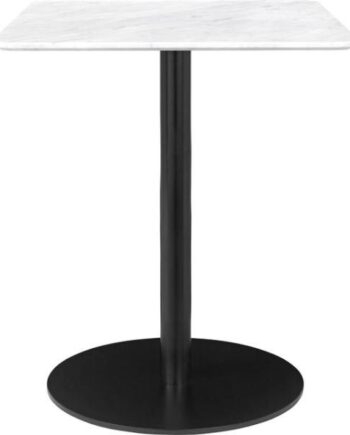 Gubi     Spisebord 60   60 Cm    Sort Base Og Hvid Carrara Marmor Top