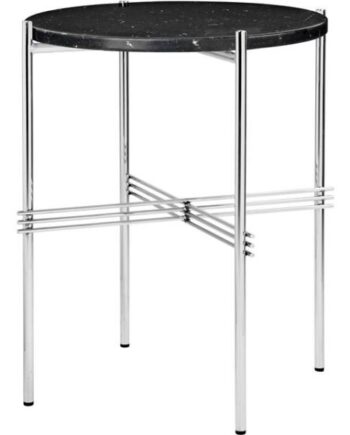 Gubi Ts Sidebord Round ø40 Poleret Stål Black Marquina Marmor