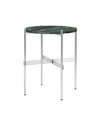 Gubi Ts Sidebord Round ø40 Poleret Stål Green Guatemala Marmor