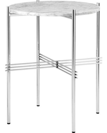 Gubi Ts Sidebord Round ø40 Poleret Stål White Carrara Marmor