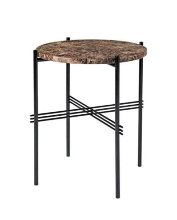 Gubi Ts Sidebord Rundt ø40 Sort Brun Emperador Marmor