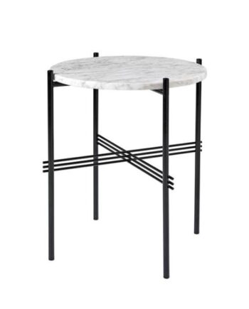 Gubi Ts Sidebord Rundt ø40 Sort Hvid Carrara Marmor