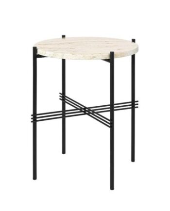Gubi Ts Sidebord Rundt ø40 Sort Hvid Travertin