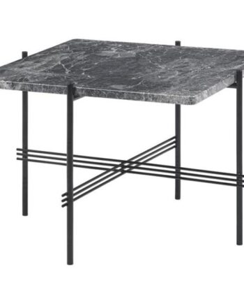 Gubi Ts Sofabord Firkantet 55   55 Cm Med Sort Base Og Grå Emperador Marmor Top