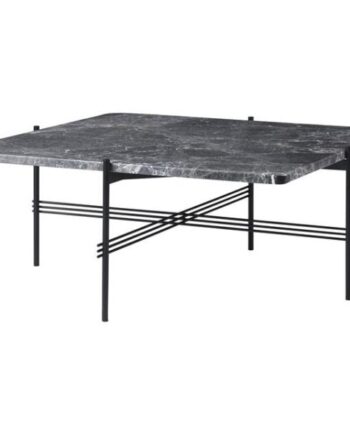 Gubi Ts Sofabord Firkantet 80   80 Cm Med Sort Base Og Grå Emperador Marmor Top