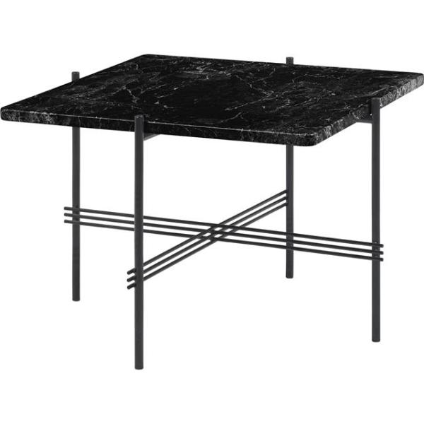 Gubi Ts Sofabord Firkantet 55 55 Cm Med Sort Base Og Sort Marquina Marmor Top