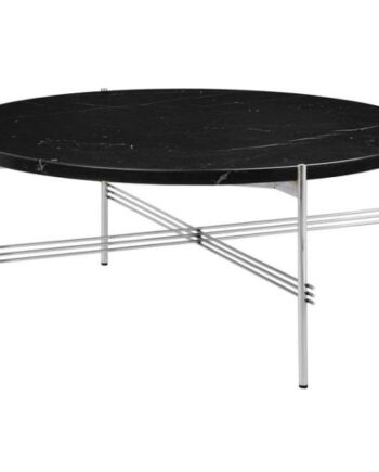 Gubi Ts Sofabord Round ø80 Poleret Stål Black Marquina Marmor
