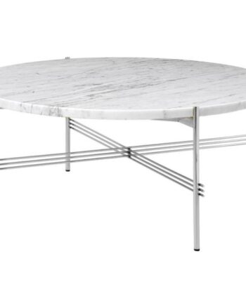 Gubi Ts Sofabord Round ø80 Poleret Stål White Carrara Marmor