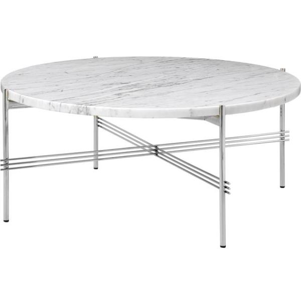 Gubi Ts Sofabord Round ø80 Poleret Stål White Carrara Marmor