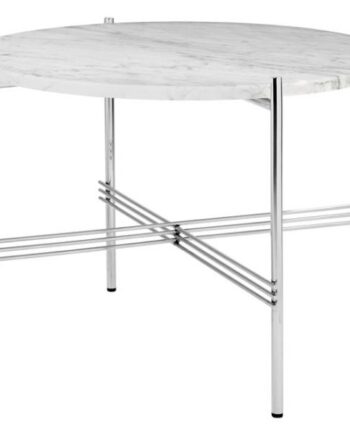 Gubi Ts Sofabord Round ø55 Poleret Stål White Carrara Marmor
