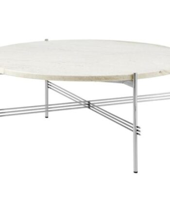 Gubi Ts Sofabord Round ø80 Poleret Stål White Travertine