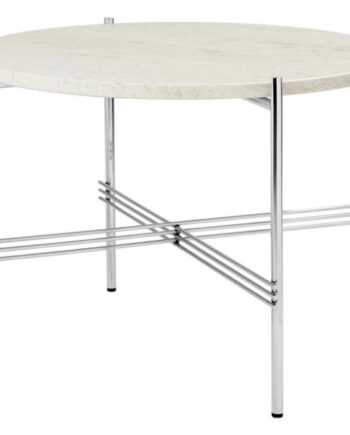 Gubi Ts Sofabord Round ø55 Poleret Stål White Travertine