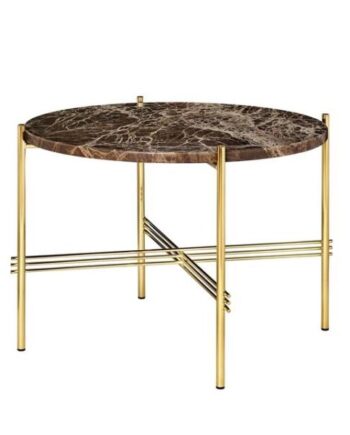 Gubi Ts Sofabord Rundt ø55 Messing Brun Emperador Marmor