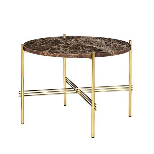 Gubi Ts Sofabord Rundt ø55 Messing Brun Emperador Marmor