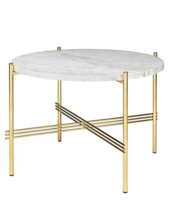 Gubi Ts Sofabord Rundt ø55 Messing Hvid Carrara Marmor