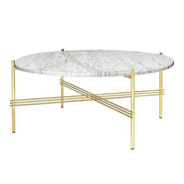 Gubi Ts Sofabord Rundt ø80 Messing Hvid Carrara Marmor