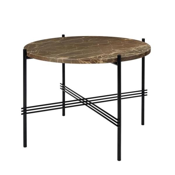 Gubi Ts Sofabord Rundt ø55 Sort Brun Emperador Marmor