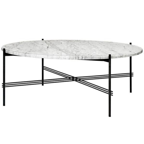 Gubi Ts Sofabord Rundt ø105 Sort Hvid Carrara Marmor