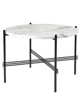 Gubi Ts Sofabord Rundt ø55 Sort Hvid Carrara Marmor