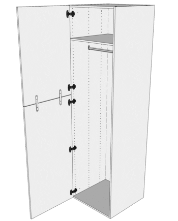 Multi-living Ekstra Højt Bøjleskab    Wien  : 214   Cm  : 60   Cm  -delt Låge Inklusiv   Hylde Samt   Oval Bøjlestang Bredde: 40 Cm