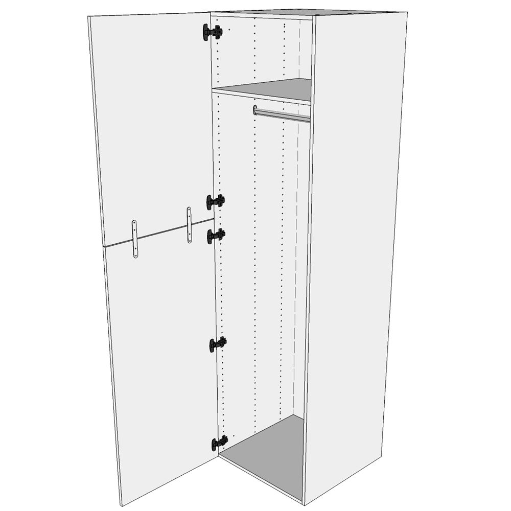Multi-living Ekstra Højt Bøjleskab Wien : 214 Cm : 60 Cm -delt Låge Inklusiv Hylde Samt Oval Bøjlestang Bredde: 40 Cm