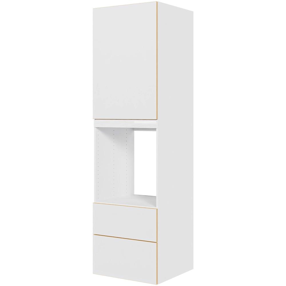 Multi-living Køkken Ekstra Højt Indbygningsskab Til Ovn White Oak Line : 214 Cm : 60 Cm Låge Skuffer Deludtræk Softluk Bredde: 60 Cm