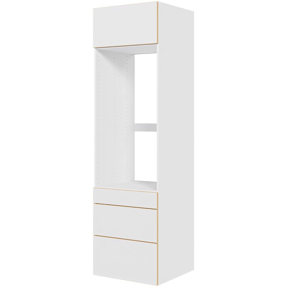 Multi-living Køkken Ekstra Højt Indbygningsskab Til Ovn White Oak Line : 214 Cm : 60 Cm Låge Skuffer Deludtræk Softluk Bredde: 60 Cm