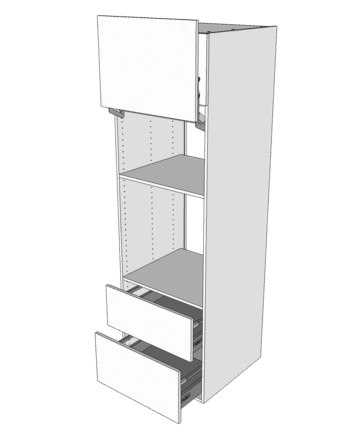 Multi-living Køkken Indbygningsskab   White Oak Line Til Ovn Skjult Micro  : 195   Cm  : 60   Cm Deludtræk Softluk Bredde: 60 Cm