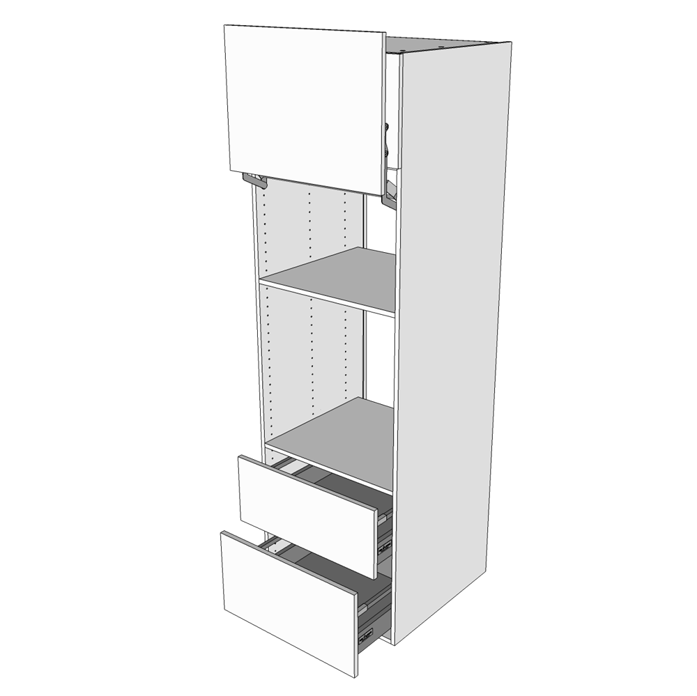 Multi-living Køkken Indbygningsskab White Oak Line Til Ovn Skjult Micro : 195 Cm : 60 Cm Deludtræk Softluk Bredde: 60 Cm