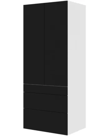 Multi-living Køkken Garderobeskab   Cibo Nero  : 195   Cm  : 60   Cm   Låger Og   Skuffer Fuldudtræk Softclose Bredde: 80 Cm