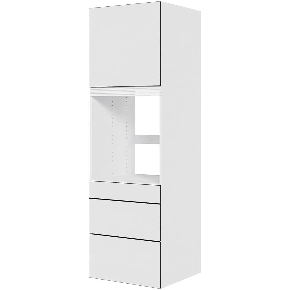 Multi-living Køkken Indbygningsskab White Black Line Til Ovn : 195 Cm : 60 Cm Skuffer Deludtræk Softluk Og Låge Bredde: 60 Cm