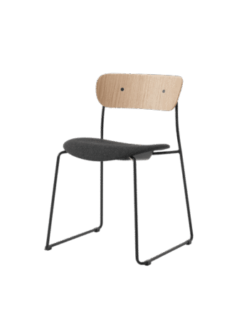 Tradition Pavilion Av52 Spisebordsstol Polstret Sæde Sort Re-wool