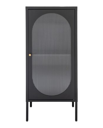 Adelaide Vitrineskab Vitrineskab    Riflet Glasdør  Stål  Sort 50x35x110 Cm
