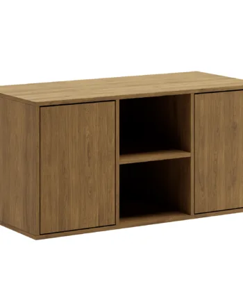 130 Cm Mørkolieret Just Wood Snedker Skænk Med   Hylder Og   Låger