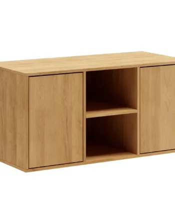 130 Cm Naturolieret Just Wood Snedker Skænk Med   Hylder Og   Låger