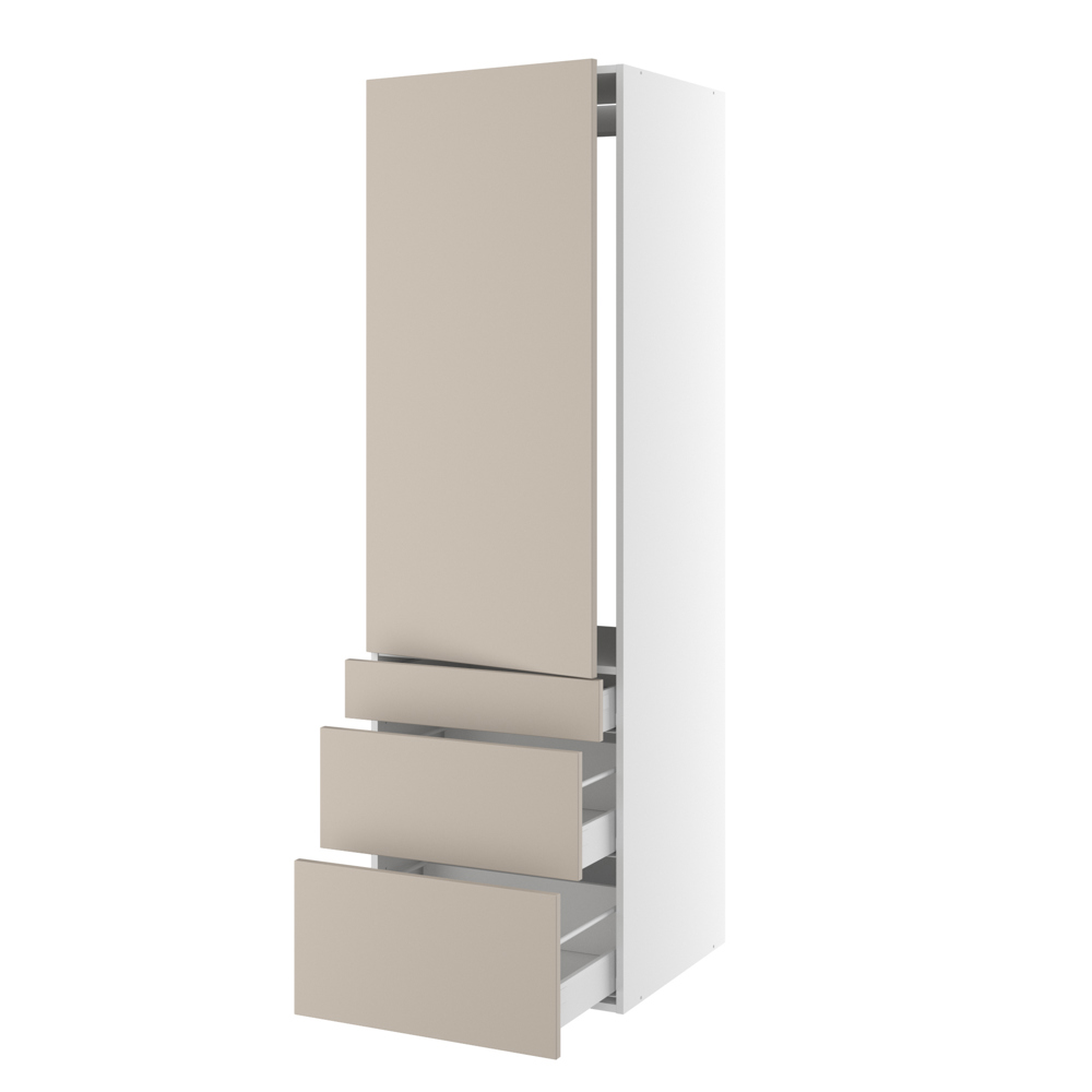 Højskab Integreret Køl Med Glideskinner 1244mm Låge Hængselsboring Skuffer :124 252 316mm Hul: 1224mm :1952 :600 :580