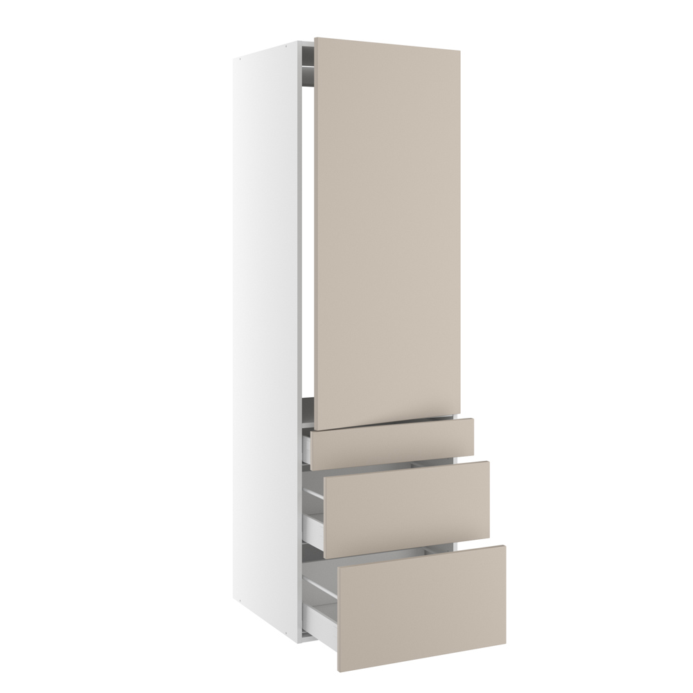 Højskab Integreret Køl Med Glideskinner 1244mm Låge Hængselsboring Skuffer :124 252 316mm Hul: 1224mm :1952 :600 :580