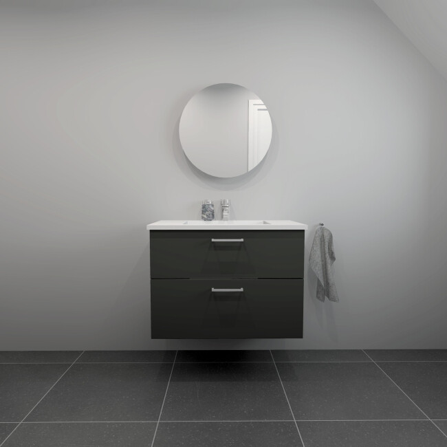 Kitchn Badsæt 82 Cm Hvid Marmorvask